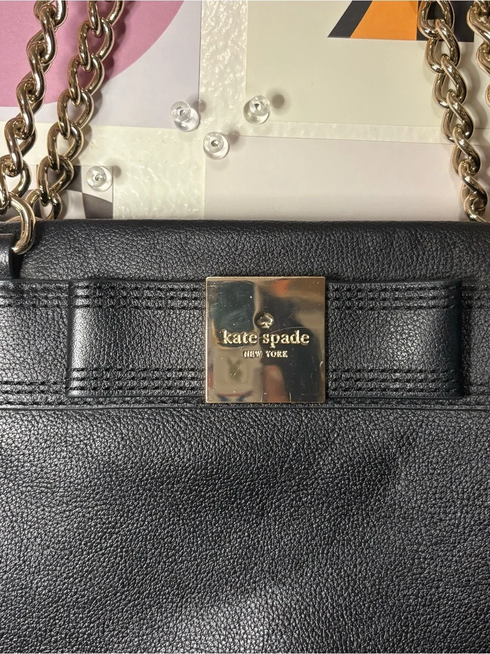 kate spade Black Leather Chain-Handle Shoulder Bag